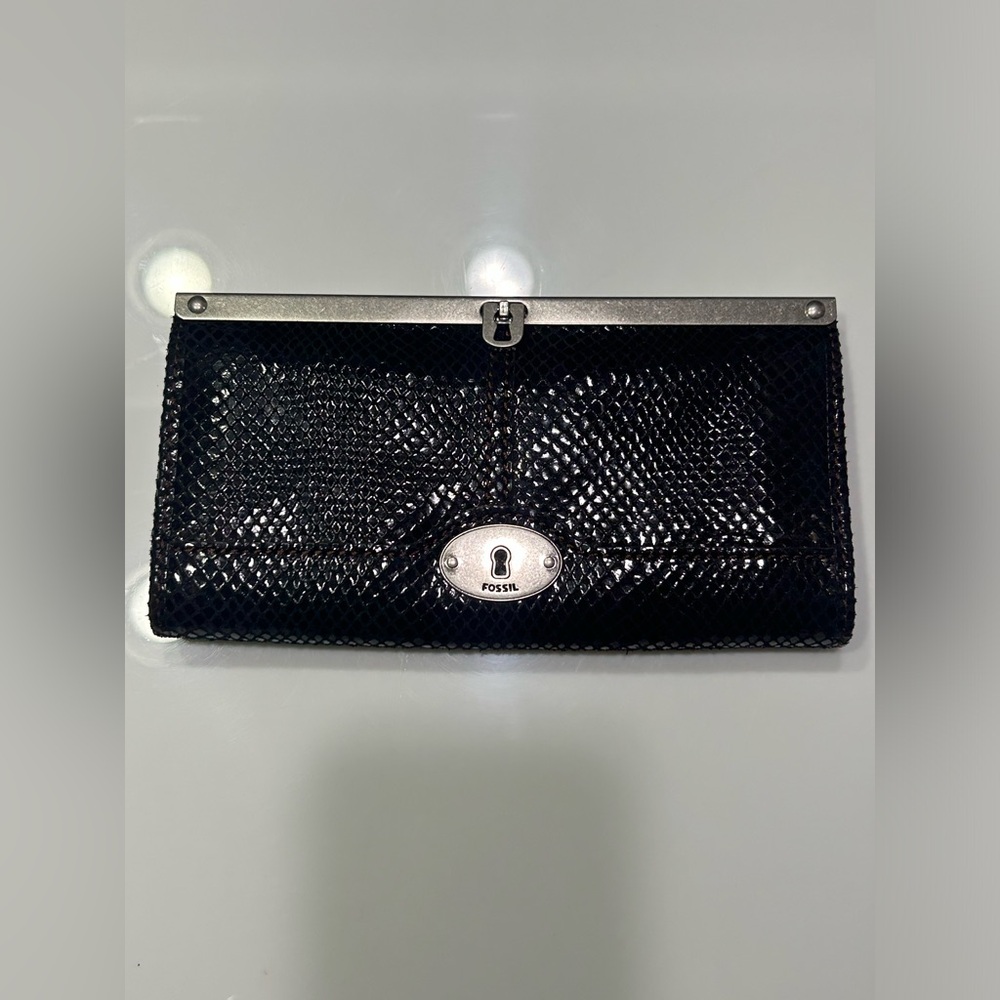 Fossil Black Leather Clutch